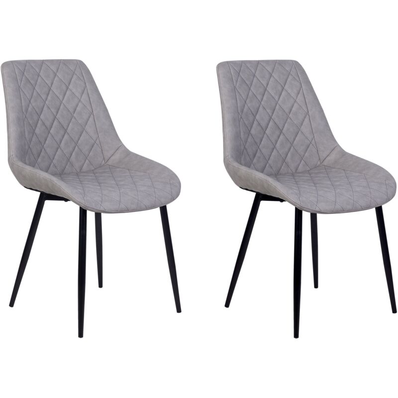 

Conjunto de 2 sillas de comedor de piel sintética gris MARIBEL