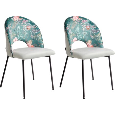 Conjunto de 2 sillas de comedor de terciopelo verde menta negro Covelo