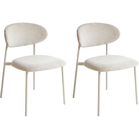 Conjunto de 2 sillas de comedor decorativas tapizadas sin reposabrazos diseño moderno base de metal beige claro Cowley