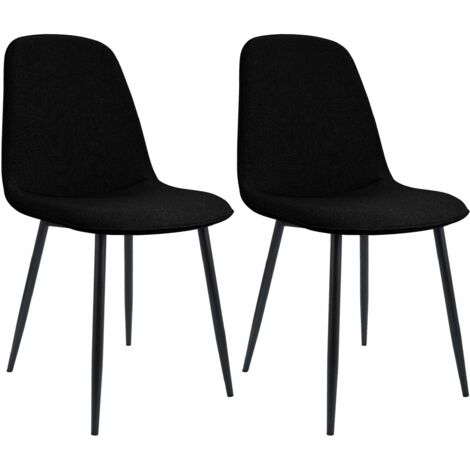 Conjunto de 2 sillas de comedor elegantes y minimalistas en tela negra con estructura de metal negro 100007368