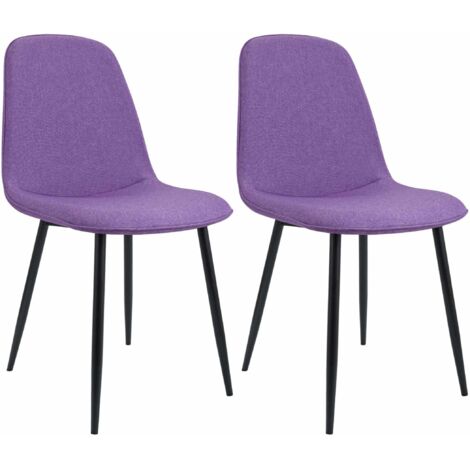 Conjunto de 2 sillas de comedor elegantes y minimalistas en tela violeta con estructura de metal negro 100007543