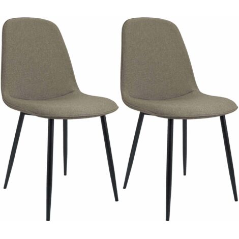 Conjunto de 2 sillas de comedor elegantes y minimalistas en terciopelo topo con estructura de metal negro 100007404