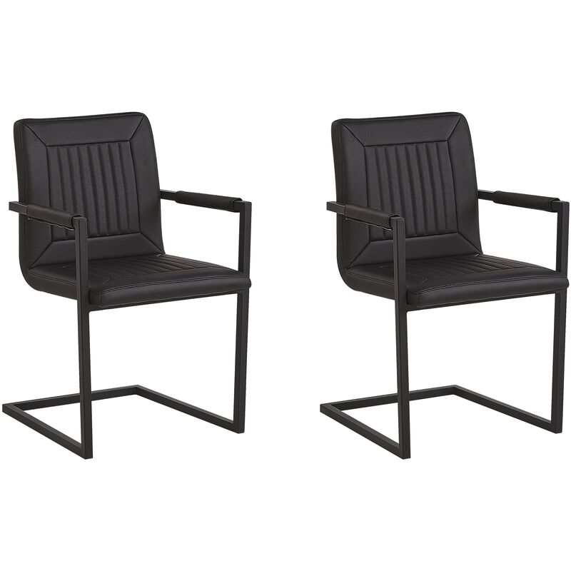 

Conjunto de 2 sillas de comedor en piel sintética negra BRANDOL