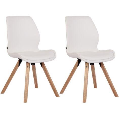Conjunto de 2 sillas de comedor en sintética blanca patas de madera estilo escandinavo CDS101136