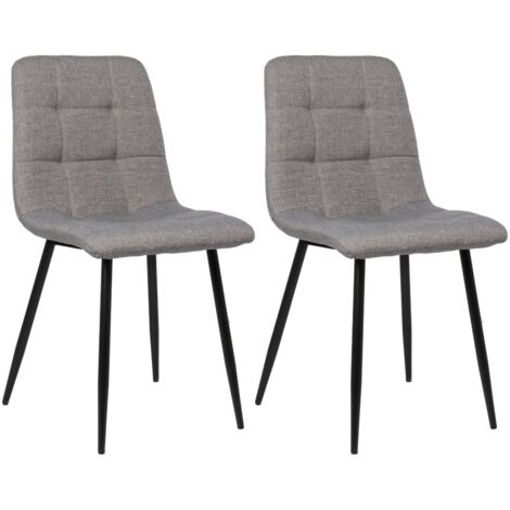 Conjunto de 2 sillas de comedor en tela gris con patas de metal negro mate estilo moderno CDS101105