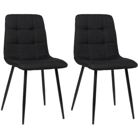 Conjunto de 2 sillas de comedor en tela negra con patas de metal negro mate estilo moderno CDS101107