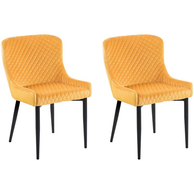 

Conjunto de 2 sillas de comedor de terciopelo amarillo SOLANO