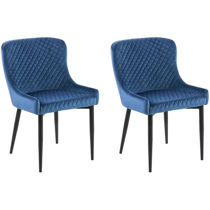 

Conjunto de 2 sillas de comedor de terciopelo azul SOLANO