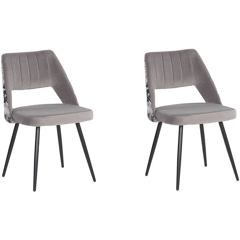 

Conjunto de 2 sillas de comedor de terciopelo gris ANSLEY