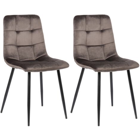 Conjunto de 2 sillas de comedor en terciopelo gris con patas de metal negro mate estilo moderno CDS101102