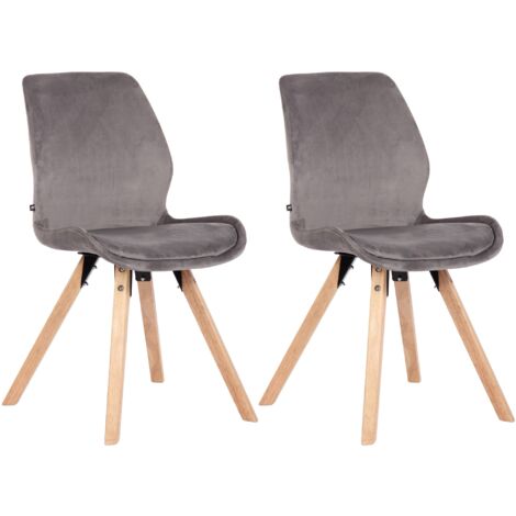 Conjunto de 2 sillas de comedor en terciopelo gris patas de madera estilo escandinavo CDS101126