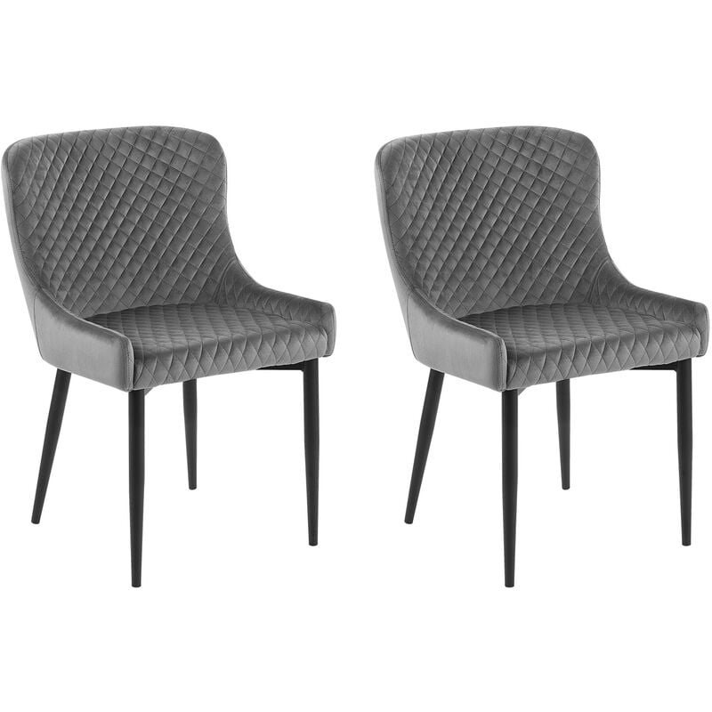

Conjunto de 2 sillas de comedor de terciopelo gris SOLANO