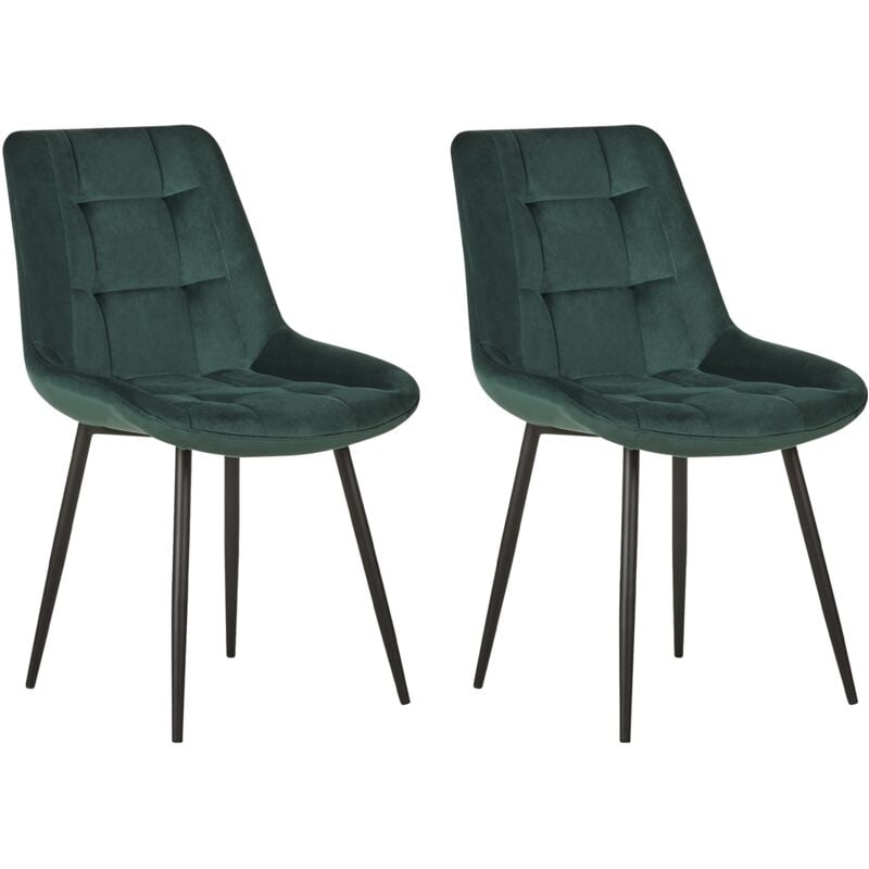 

Beliani - Conjunto de 2 sillas de comedor de terciopelo verde MELROSE