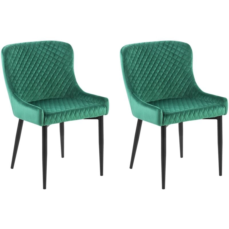 

Conjunto de 2 sillas de comedor de terciopelo verde SOLANO