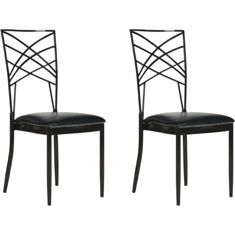 Conjunto de 2 sillas de comedor metal asiento de piel sintética negro Girard