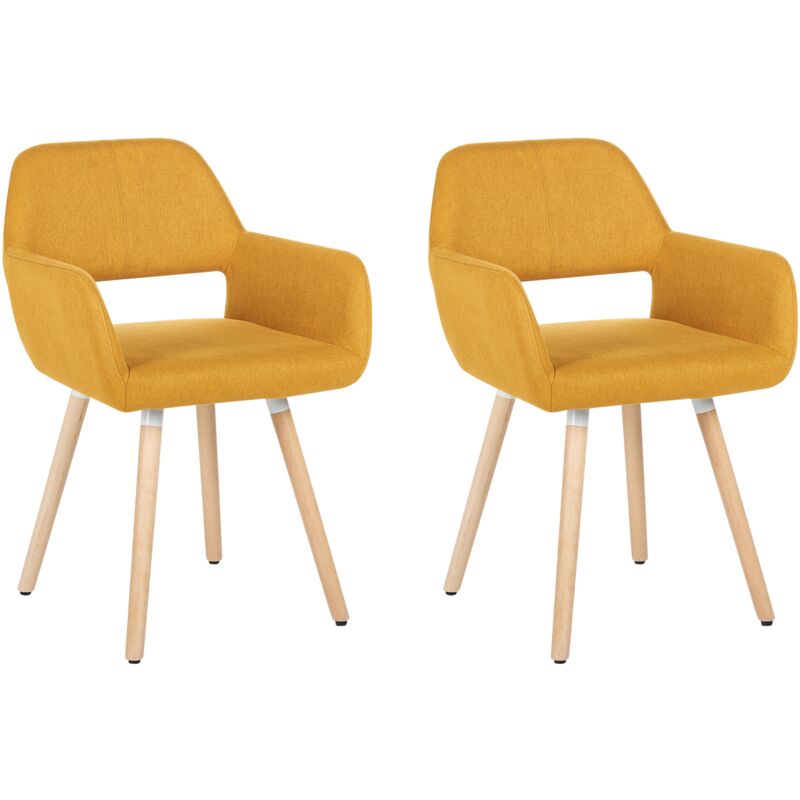 

Beliani - Conjunto de 2 sillas de comedor amarillo mostaza CHICAGO
