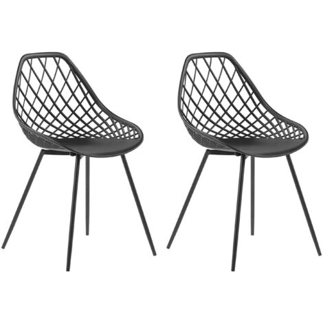 Conjunto de 2 sillas de comedor negras material sintético respaldo red Canton