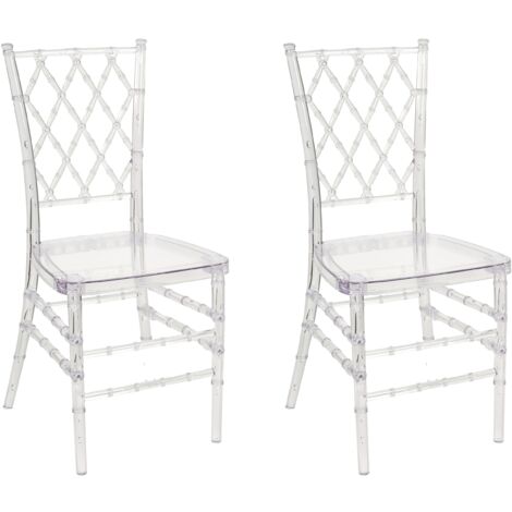 Conjunto de 2 sillas de comedor transparente material sintético sin reposabrazos Clarion