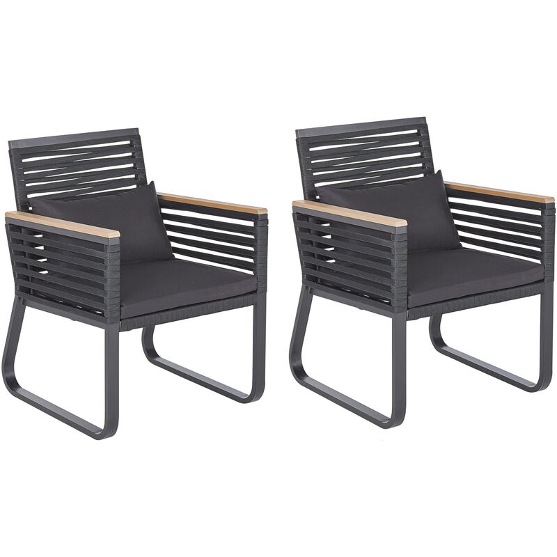 

Beliani - Conjunto de 2 sillas de jardín negro CANETTO