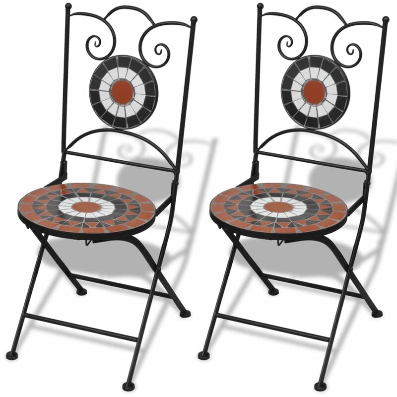 

Conjunto de 2 sillas de jardín mosaico terracota blanco - Multicolor