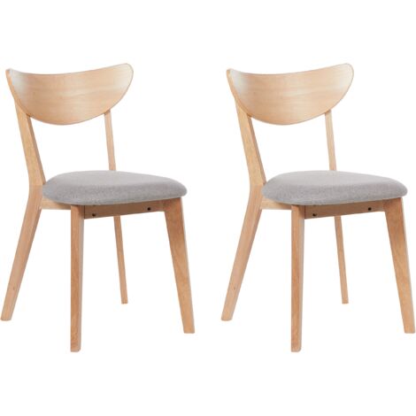 Conjunto de 2 sillas de madera de caucho clara gris cojín asiento comedor Erie
