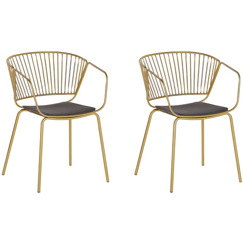 

Conjunto de 2 sillas de comedor de metal dorado RIGBY