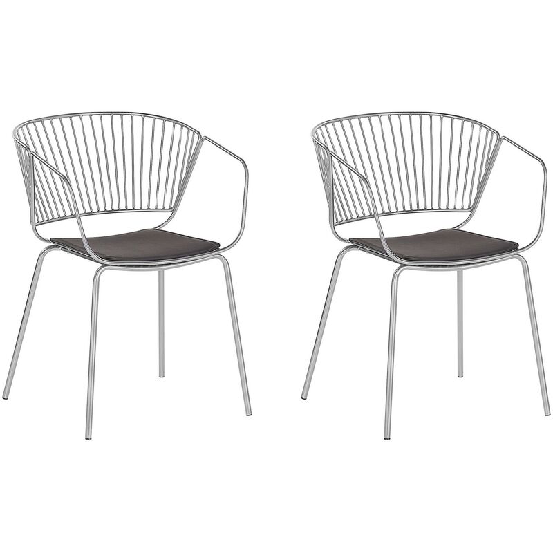 

Conjunto de 2 sillas de comedor de metal plateado RIGBY