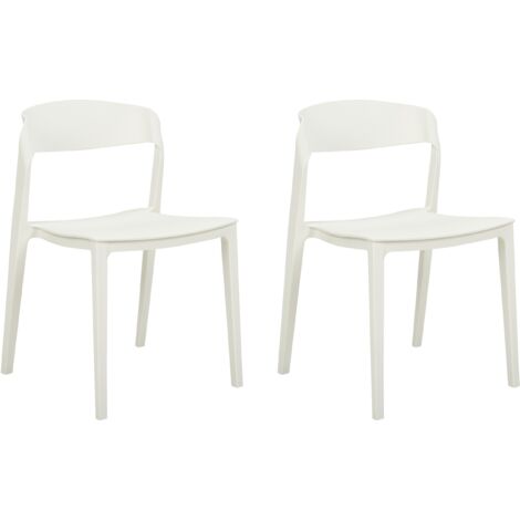 Conjunto de 2 sillas de plástico apilables sin reposabrazos sillas de conferencia diseño moderno comedor blanco Somers