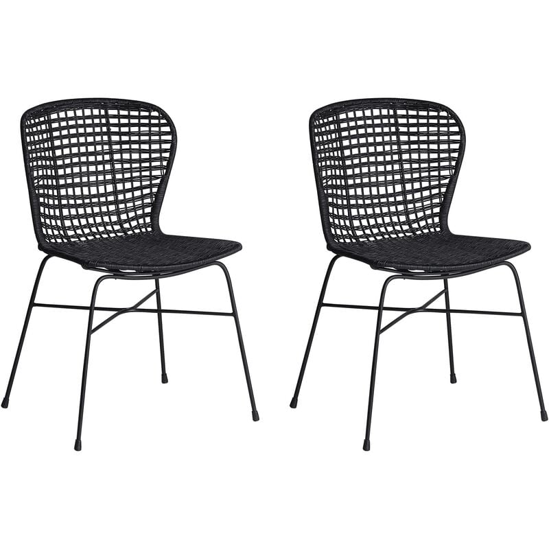 

Conjunto de 2 sillas de ratán de comedor negro ELFROS