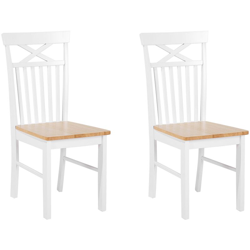 

Beliani - Conjunto de 2 sillas en color blanco/marrón HOUSTON