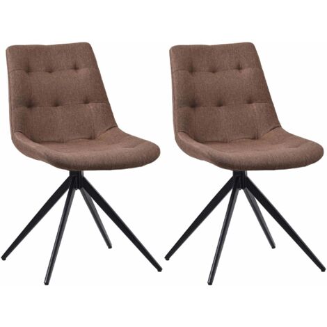 Conjunto de 2 sillas giratorias contemporáneas con patas cruzadas de metal negro y asiento de tela color topo 100007696