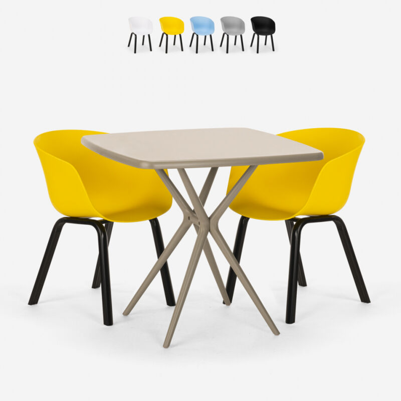 

Juego 2 sillas diseño mesa beige cuadrada 70 x 70 cm moderno Navan | Amarillo