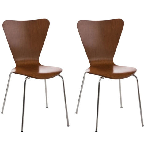 Conjunto de 2 sillas office de salón en madera marrón y metal CDS10013