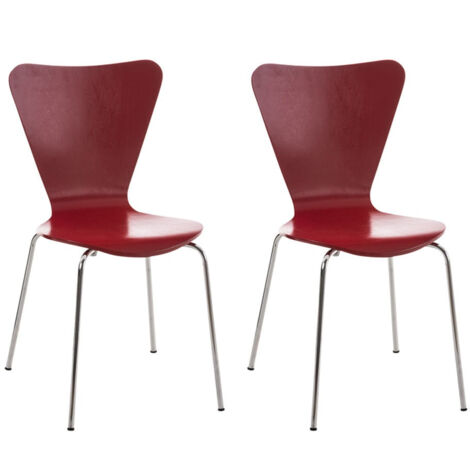 Conjunto de 2 sillas oficina de salón en madera roja y metal CDS10006