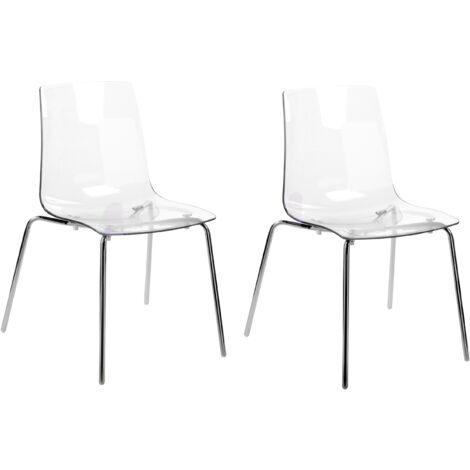 Conjunto de 2 sillas transparentes material sintético patas metal respaldo Silerton