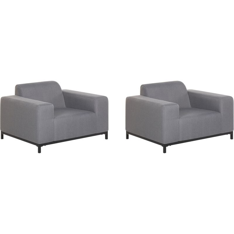 

Conjunto de 2 sillones de jardín gris/negro ROVIGO