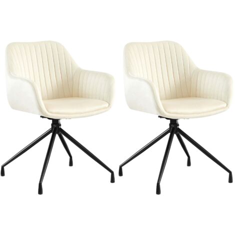 Conjunto de 2 sillones de terciopelo crema con base de estrella de metal negro – Cómoda silla de estilo contemporáneo 100007534