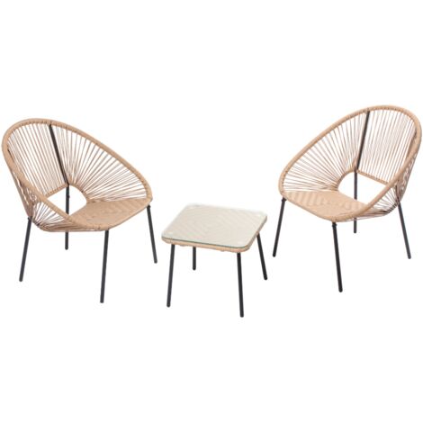 Conjunto de 2 sillones + mesa de centro natural ACAPULCO