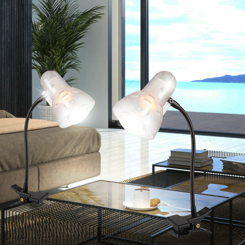 

Juego de 2 focos de abrazadera LED, lámparas de mesa, luces de brazo flexo, luces de lectura para sala de estar, transparentes