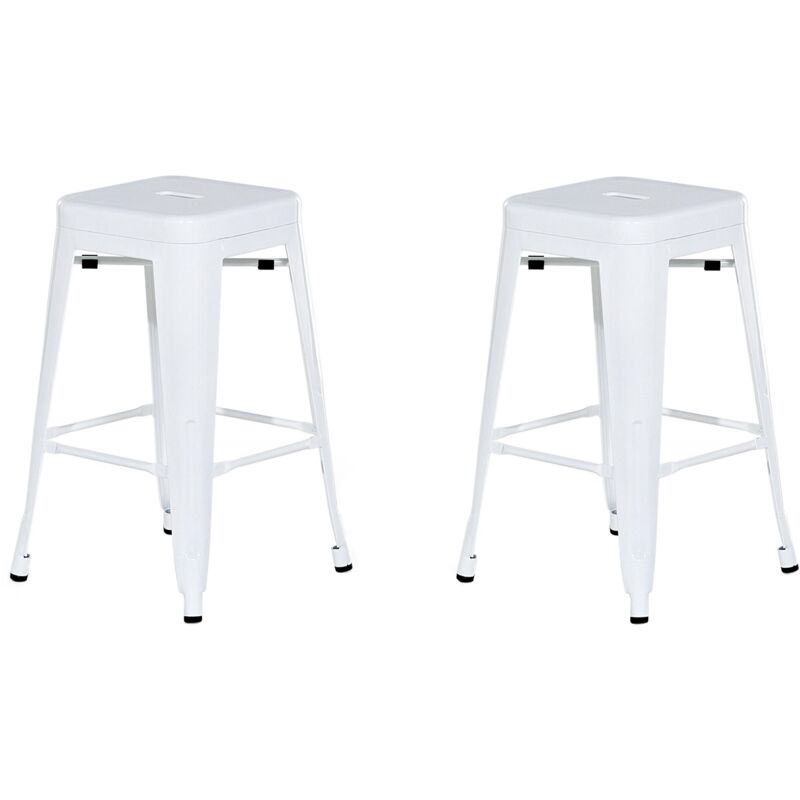 

Beliani - Conjunto de 2 taburetes de bar blanco 60 cm CABRILLO