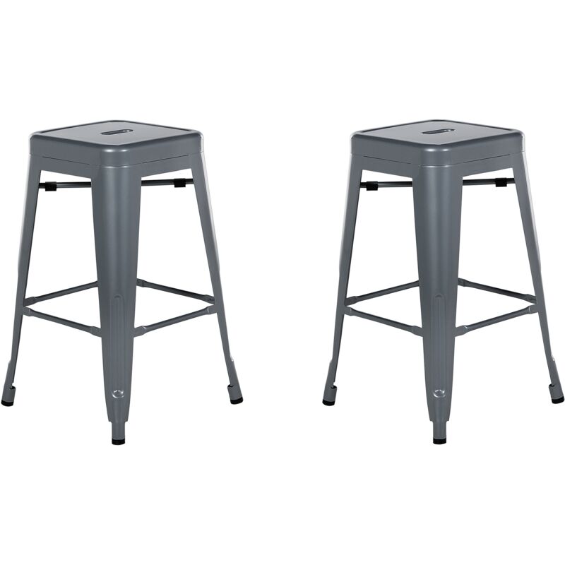 

Beliani - Conjunto de 2 taburetes de bar gris 60 cm CABRILLO