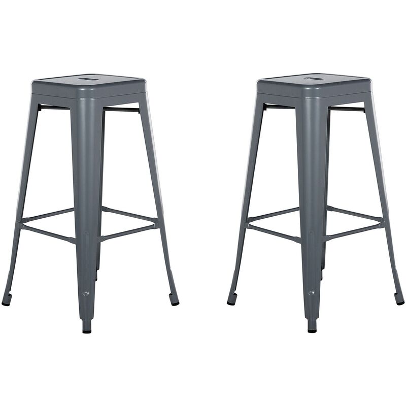 

Beliani - Conjunto de 2 taburetes de bar gris 76 cm CABRILLO