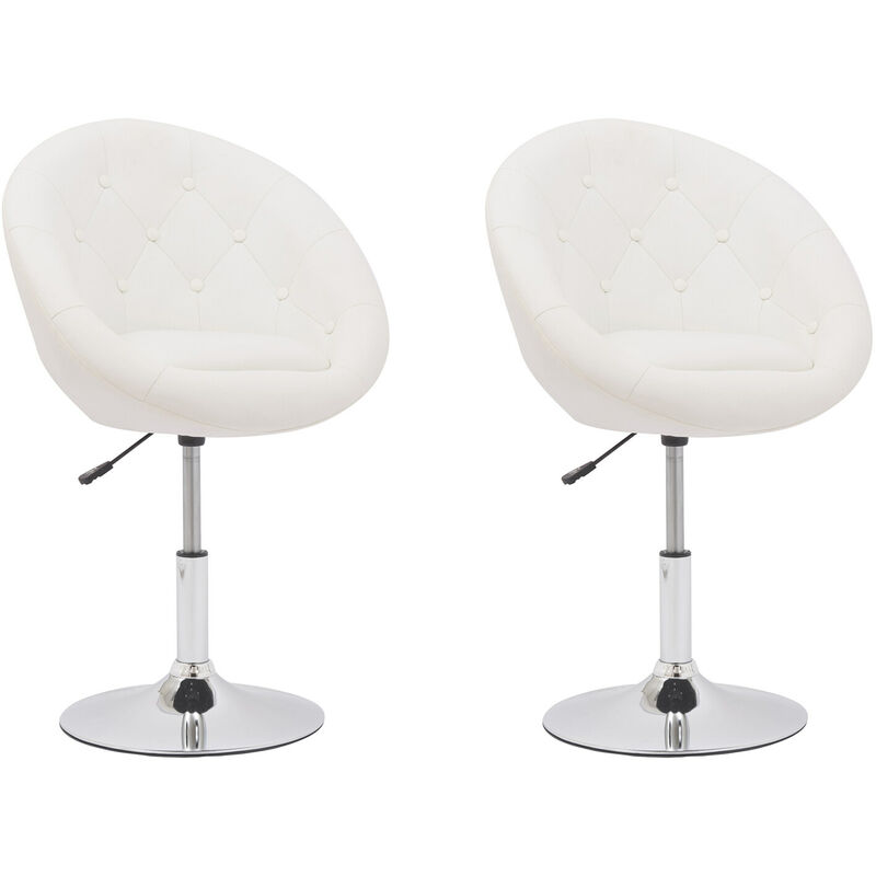 

Conjunto de 2 taburetes de bar ajustables modernos en piel sintética maciza con respaldo redondo y botones decorados con patas altas 62x62x84-98cm