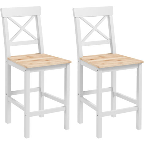 Conjunto de 2 taburetes de bar altura asiento 60,2 cm taburetes de cocina de madera con respaldo y reposapiés carga 120 kg para comedor salón