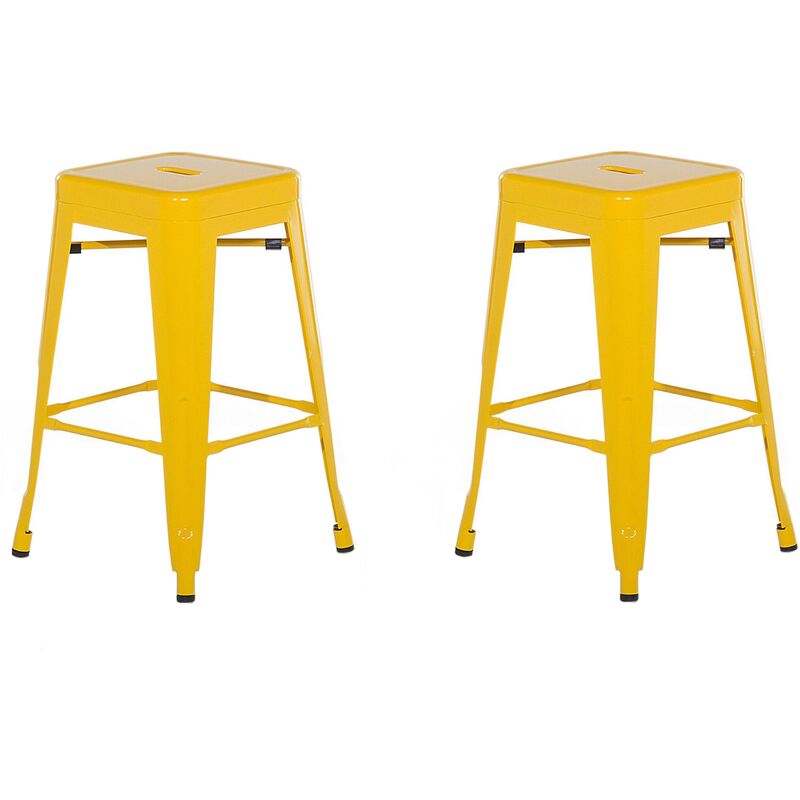 

Beliani - Conjunto de 2 taburetes de bar amarillo 60 cm CABRILLO