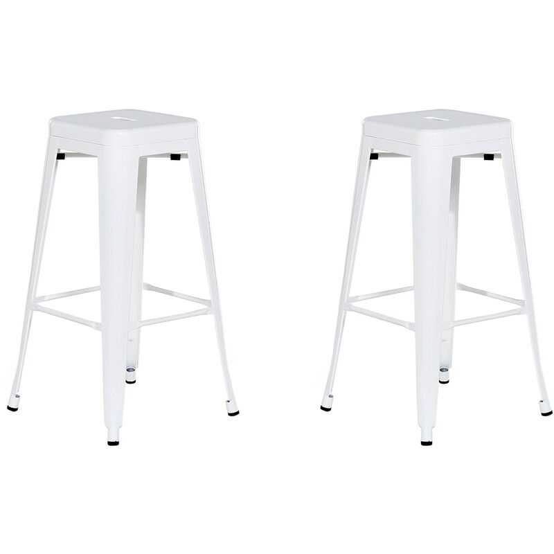 

Beliani - Conjunto de 2 taburetes de bar blanco 76 cm CABRILLO