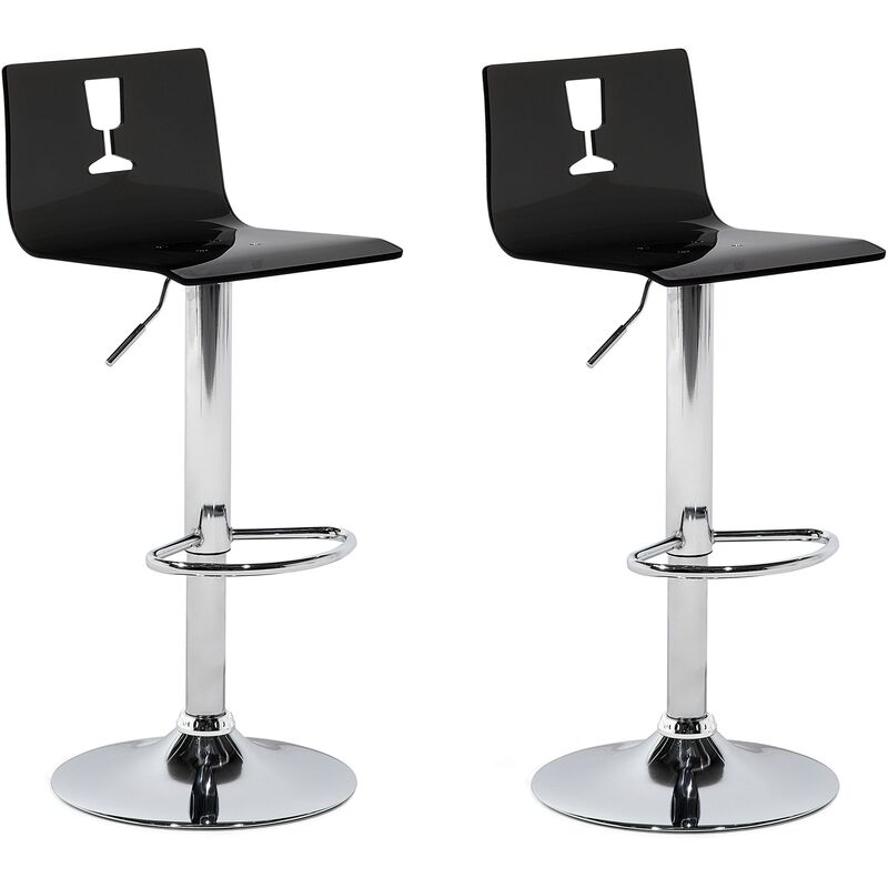 

Beliani - Conjunto de 2 taburetes de bar en negro transparente BUSAN