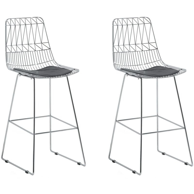 

Conjunto de 2 taburetes de bar plateados PRESTON
