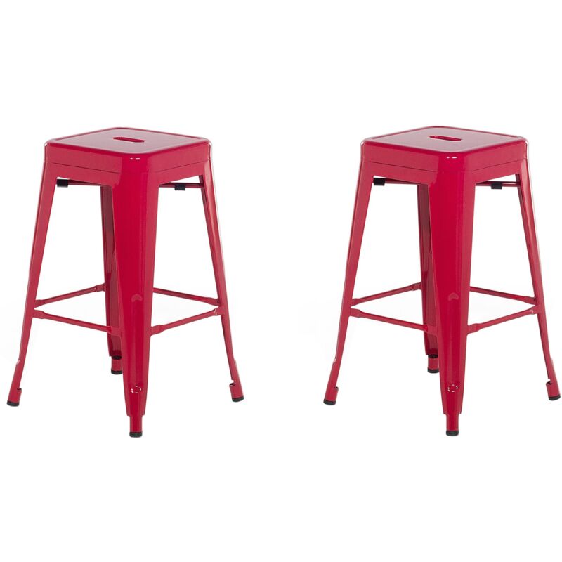 

Conjunto de 2 taburetes de bar rojo 60 cm CABRILLO