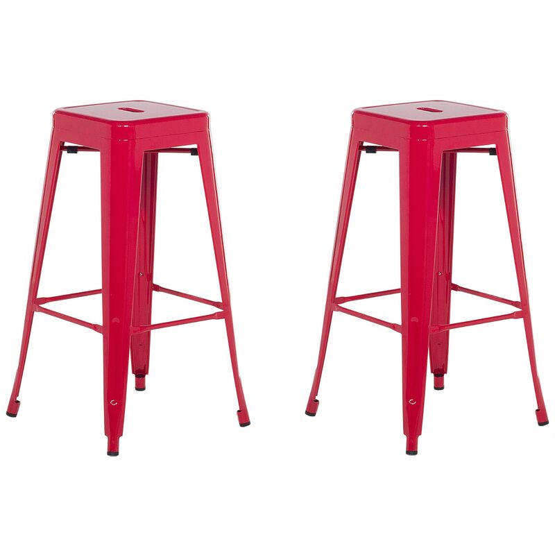 

Beliani - Conjunto de 2 taburetes de bar rojo 76 cm CABRILLO